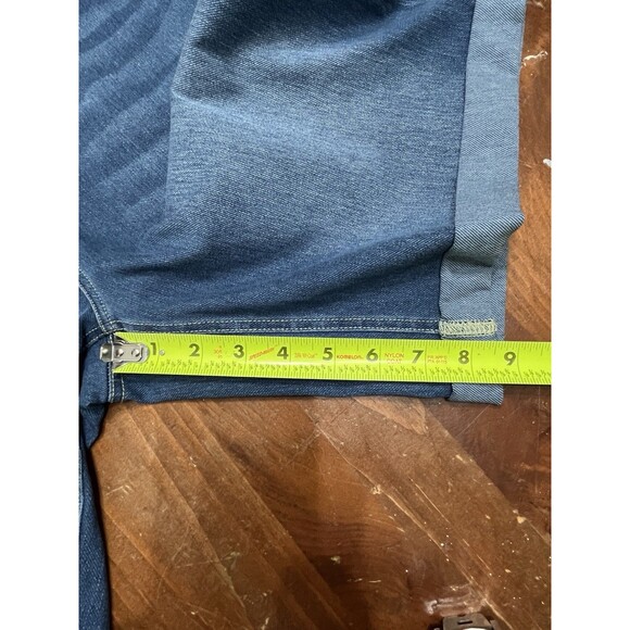 Halara Flex Denim High Waist Cuffed Leg Stretch Bermuda 9in Shorts Womens L - Picture 9 of 13